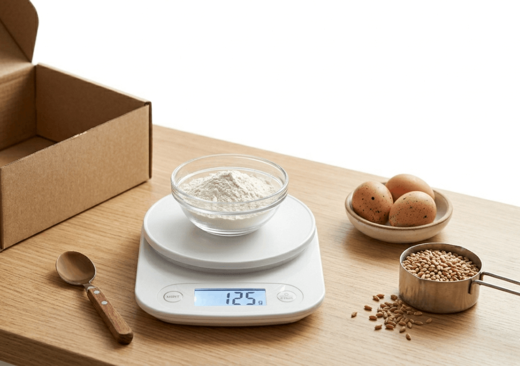 Início 49 como usar balança digital de cozinha pesando farinha para medir ingredientes com precisão